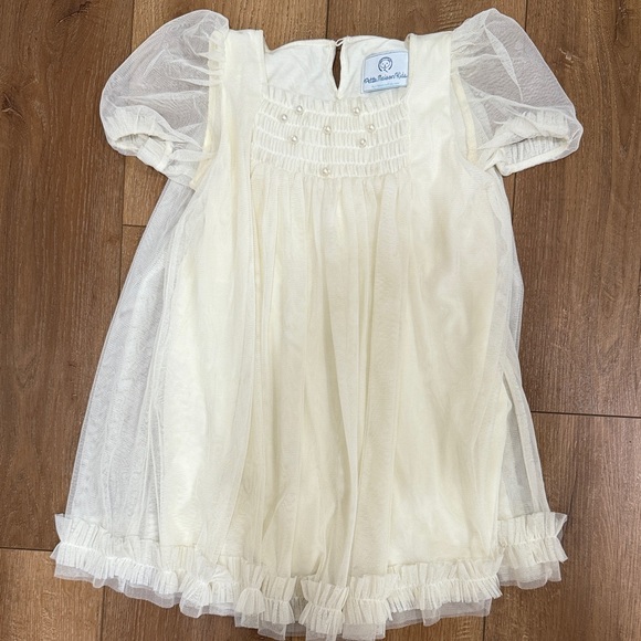 Petit Maison Kids Cream Sheer Puff Sleeve Dress - Picture 1 of 9